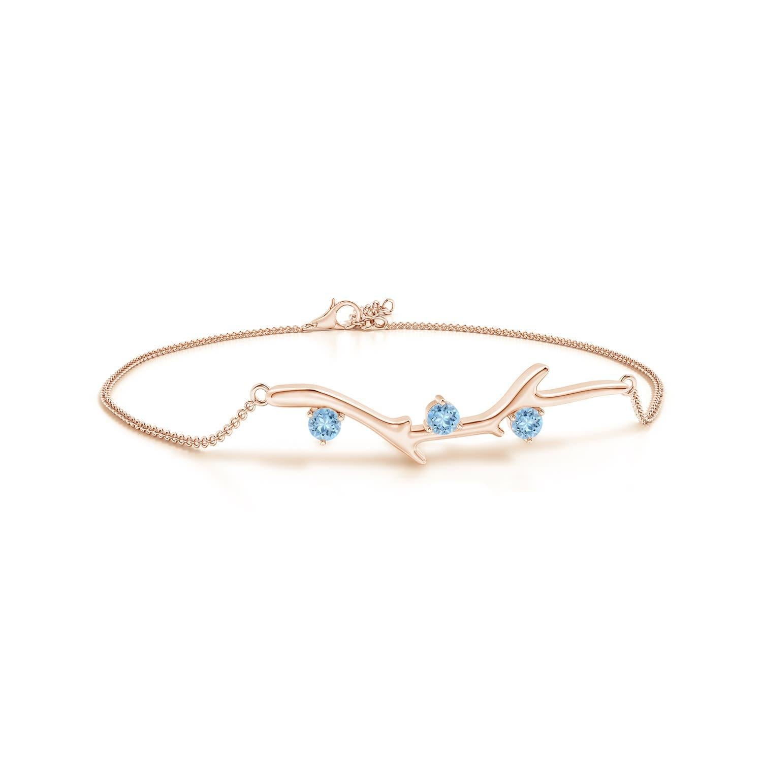 Women's Angara Natural Nature Inspired Round Aquamarine Tree Branch Bracelet in 14K Gold For Sale
