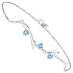 Bracelet de branches d'aigue-marine ronde en or 14 carats, inspiré par la nature, Angara