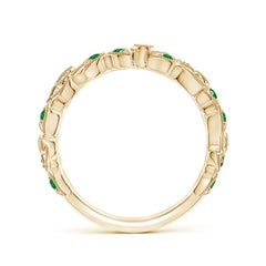 Angara Natural Nature Inspired Round Emerald & Diamond Vine Ring 14K Solid Gold