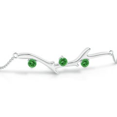 Angara Pulsera de Tsavorita Redonda Inspirada en la Naturaleza Rama de Árbol en Oro de 14K