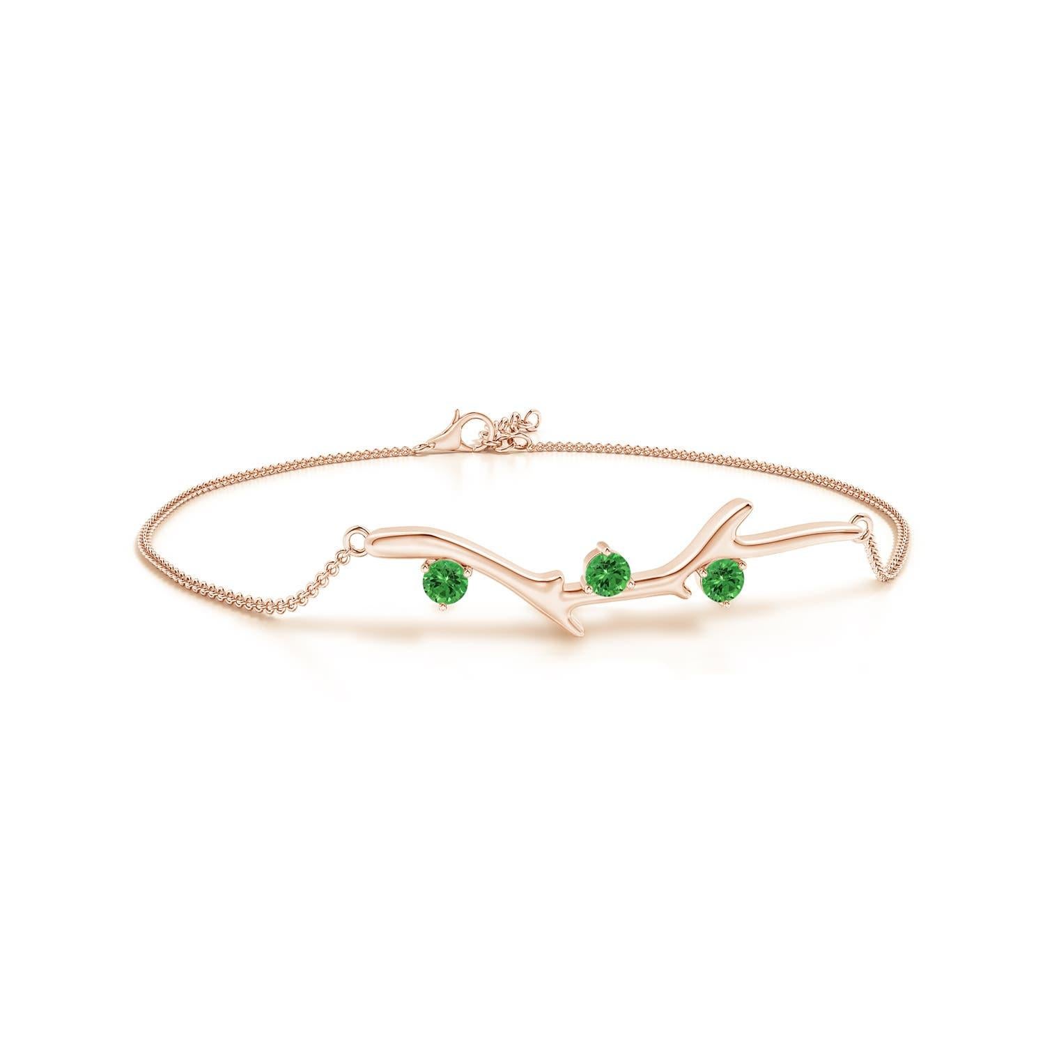 Angara Natural Nature Inspired Round Tsavorite Tree Branch Bracelet in 14K Gold For Sale 1