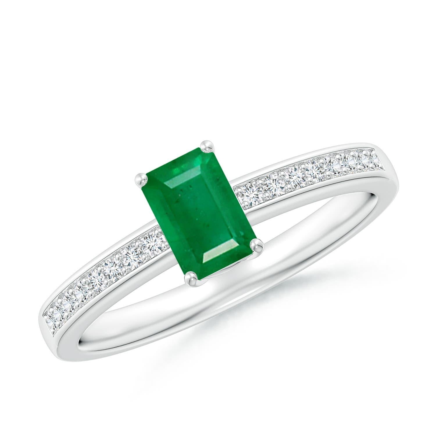 Bague cocktail en or massif 14K avec émeraude octogonale naturelle Angara et diamants en vente 1