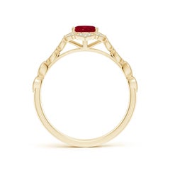 Angara Natural Oval 1 ct Ruby Trillium Floral Shank Ring in 14K Solid Gold