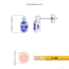 Angara Natural Oval 1 ct Tanzanite Stud Earrings with Diamond in 14K Solid Gold