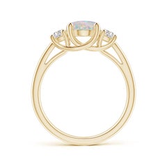 Angara Natural Oval 1.1 ct Opal and Half Moon Diamond Ring in 14K Solid Gold