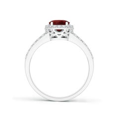 Angara Natural Oval 1.45 ct Garnet Split Shank Halo Ring in 14K Solid Gold