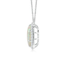 Angara Natural Oval 1.45ct Opal Ellipse Halo Pendant in 14K Solid Gold for Women