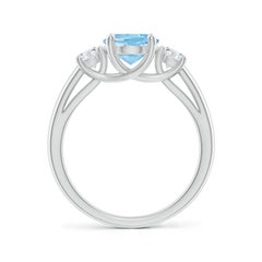 Angara Natural Oval 1.5 ct Aquamarine and Round Diamond Ring in 14K Solid Gold