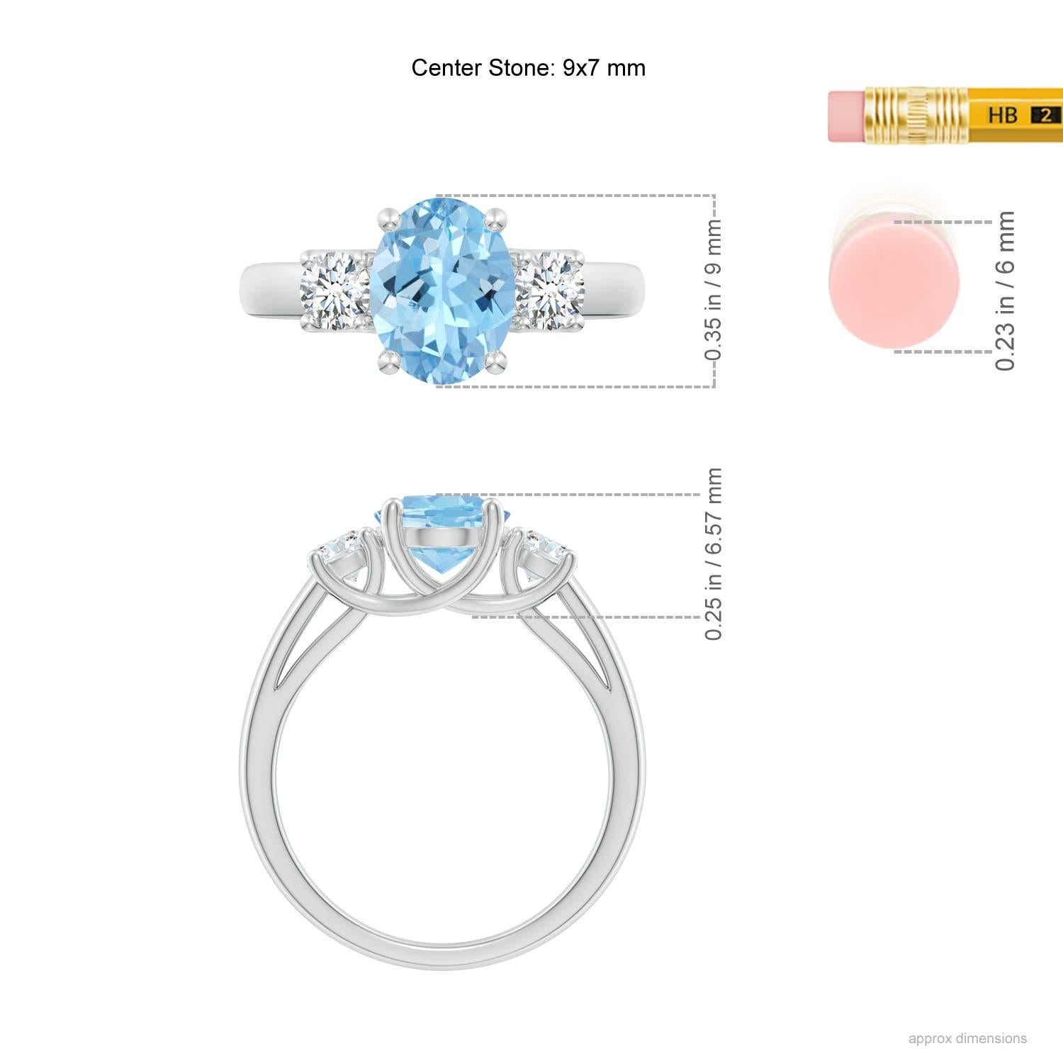 Angara natürlichen ovalen 1,5 ct Aquamarin und runder Diamant-Ring in 14K massivem Gold im Angebot 1