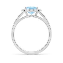 Angara Natural Oval 1.5 ct Aquamarine with Diamond Ring in 14K Solid Gold