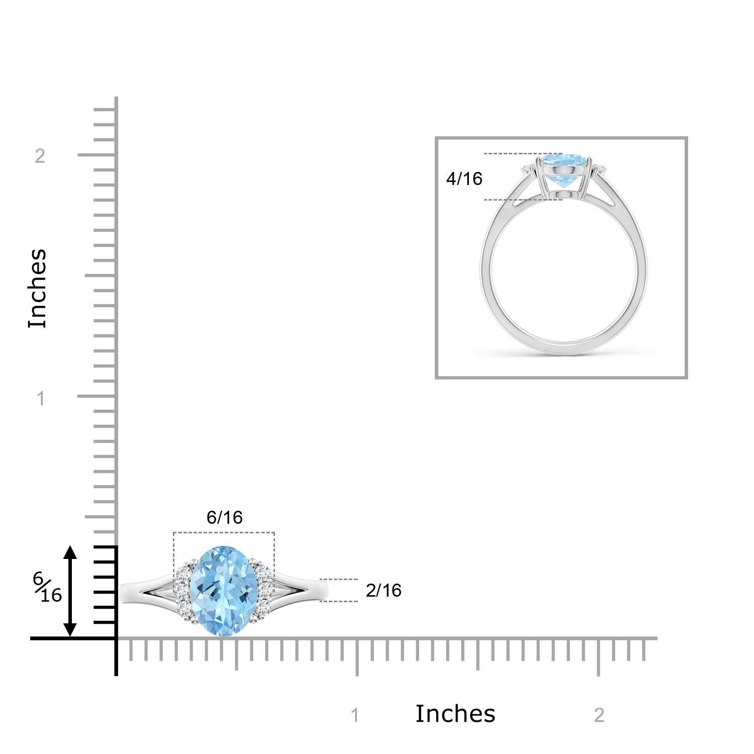 Angara natürlichen ovalen 1,5 ct Aquamarin mit Diamant-Ring in 14K massivem Gold im Angebot 1