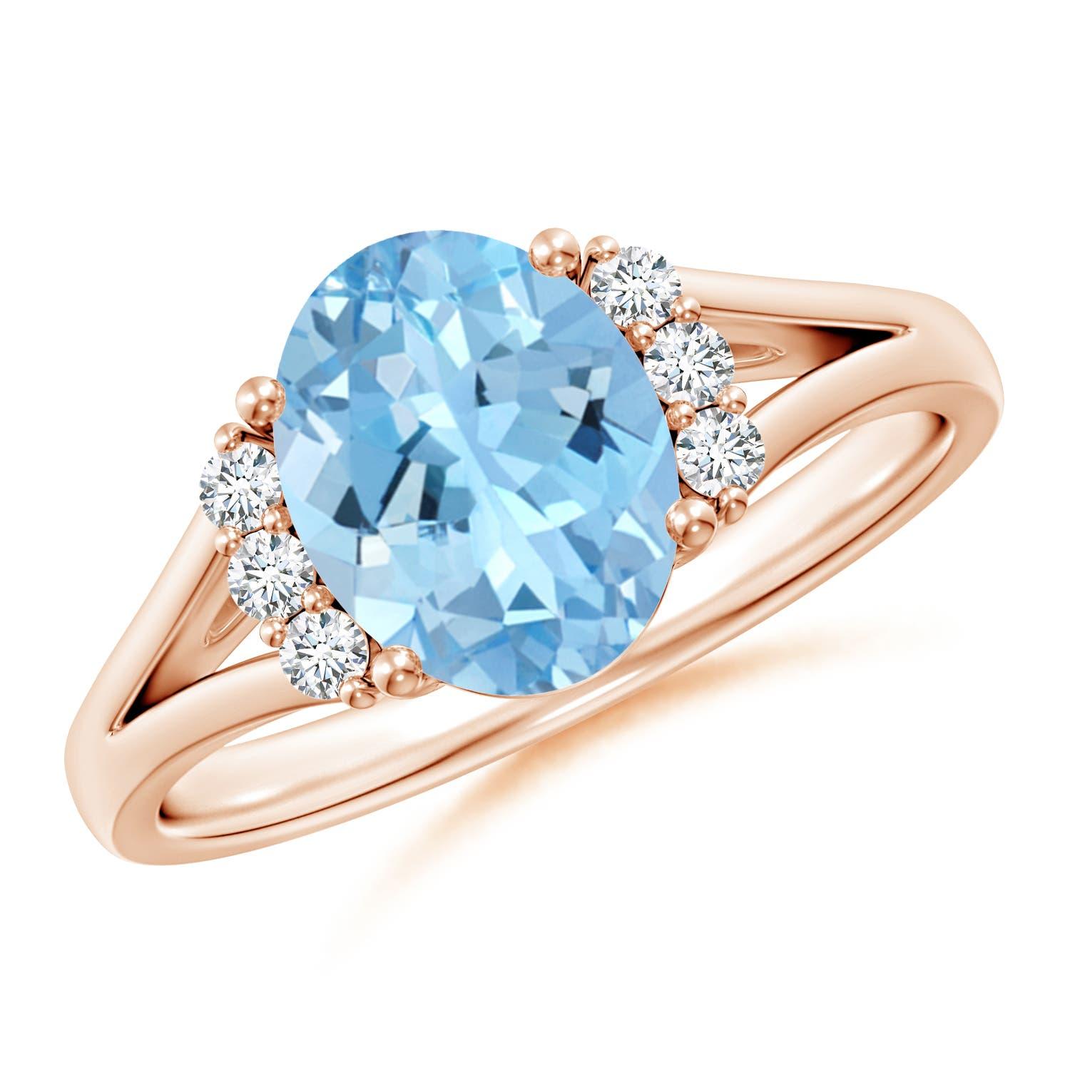 Angara natürlichen ovalen 1,5 ct Aquamarin mit Diamant-Ring in 14K massivem Gold im Angebot 3