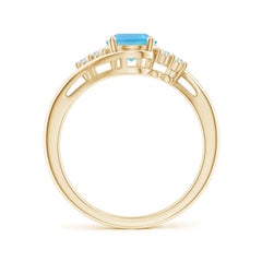 Angara Bague en or massif 14K avec topaze bleue suisse ovale de 1,5 ct et diamant