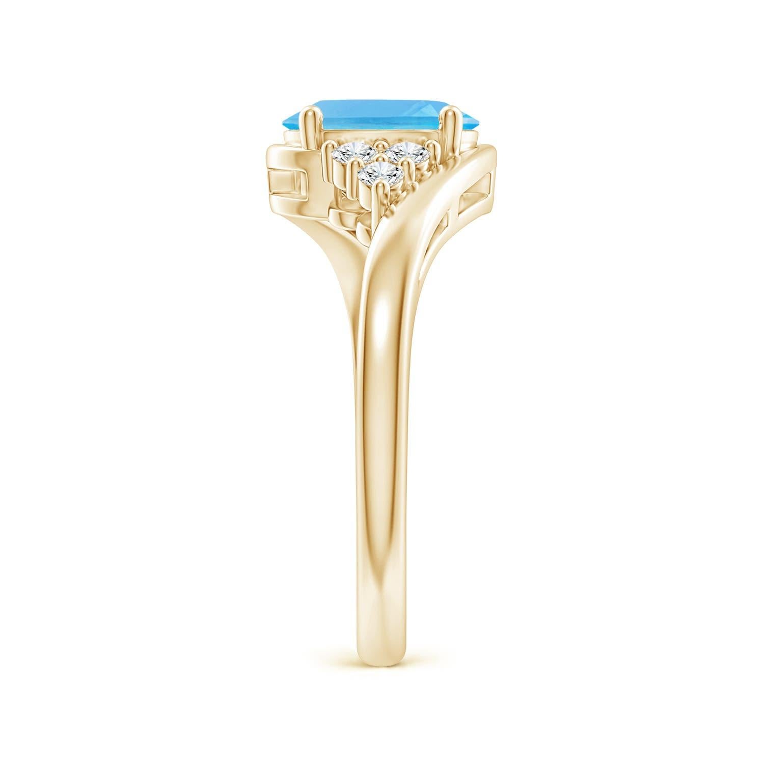 Angara natürlichen ovalen 1,5 ct Schweizer Blau Topas Ring mit Diamant in 14K massivem Gold im Zustand „Neu“ im Angebot in Los Angeles, CA