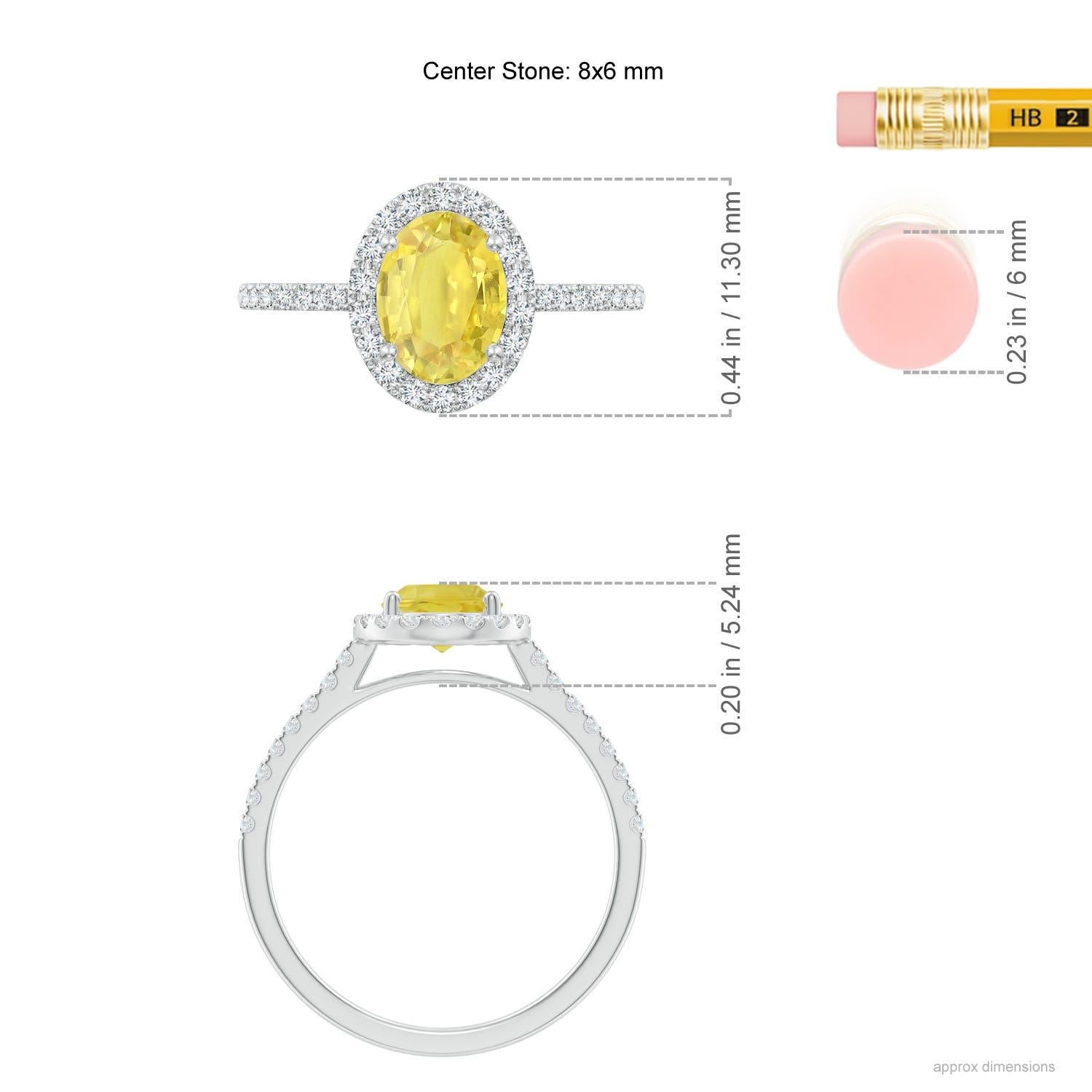 Bague de halo en saphir jaune ovale de 1,5 ct avec diamants en or 14K de la marque Angara Pour femmes en vente