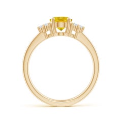 Anillo Angara de Zafiro Amarillo Ovalado Natural de 1,5 ct Diamante en Oro Macizo de 14K