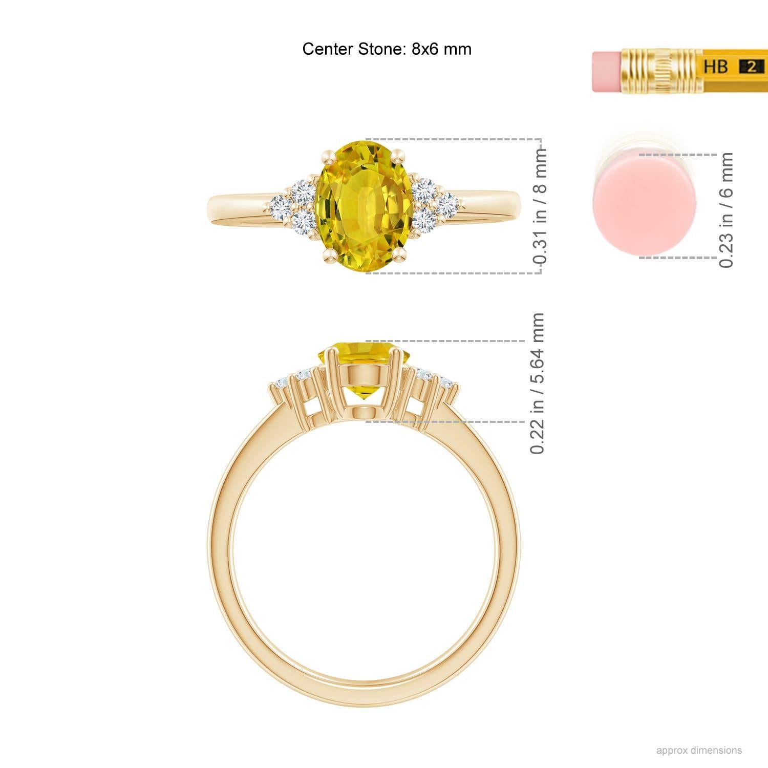 Angara Bague saphir jaune ovale naturel 1,5 ct diamant en or massif 14K Pour femmes en vente