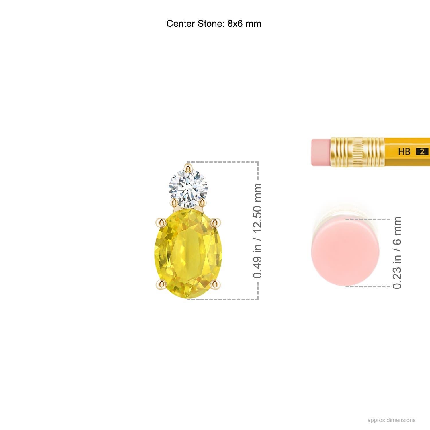 Oval Cut Angara Natural Oval 1.5 ct Yellow Sapphire Solitaire Pendant in 14K Solid Gold For Sale
