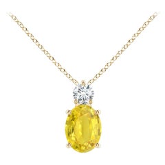 Pendentif solitaire en or massif 14K avec saphir jaune ovale de 1,5 ct de l'Angara