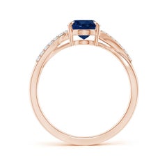 Angara natürlichen ovalen 1,55 ct blauer Saphir Ring mit Diamant in 14K massivem Gold