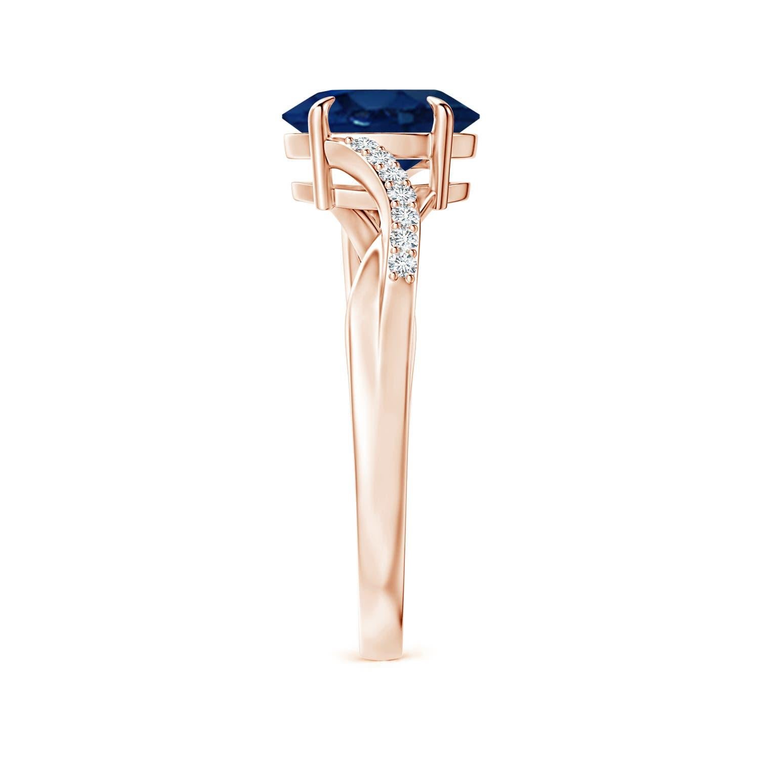 Angara natürlichen ovalen 1,55 ct blauer Saphir Ring mit Diamant in 14K massivem Gold Damen im Angebot