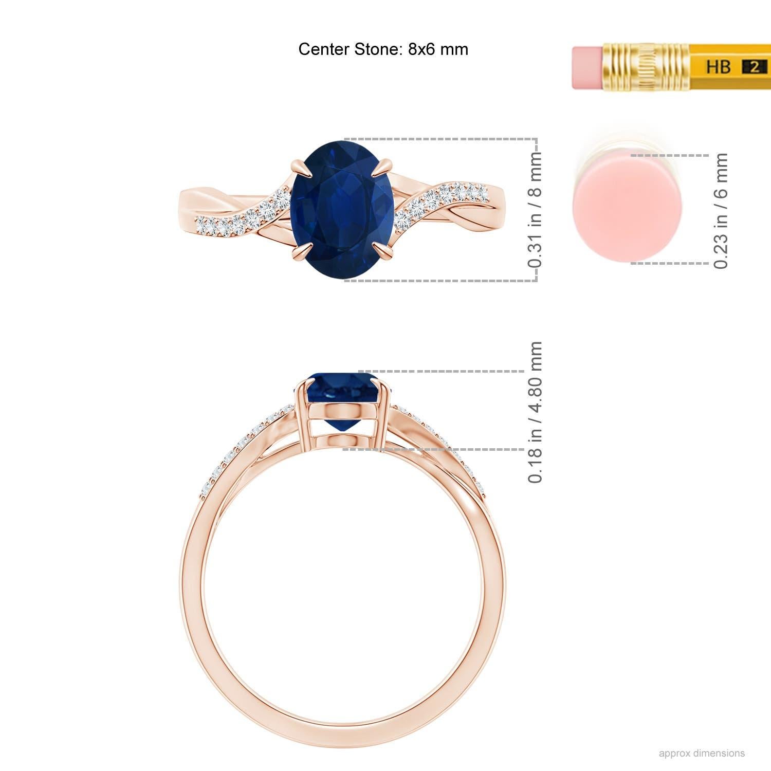 Angara natürlichen ovalen 1,55 ct blauer Saphir Ring mit Diamant in 14K massivem Gold im Angebot 1