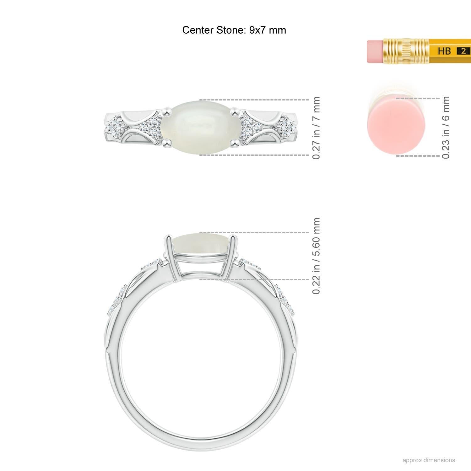 Women's Angara Natural Oval 1.7 ct Moonstone Vintage Style Ring with Diamond in 14K Gold For Sale
