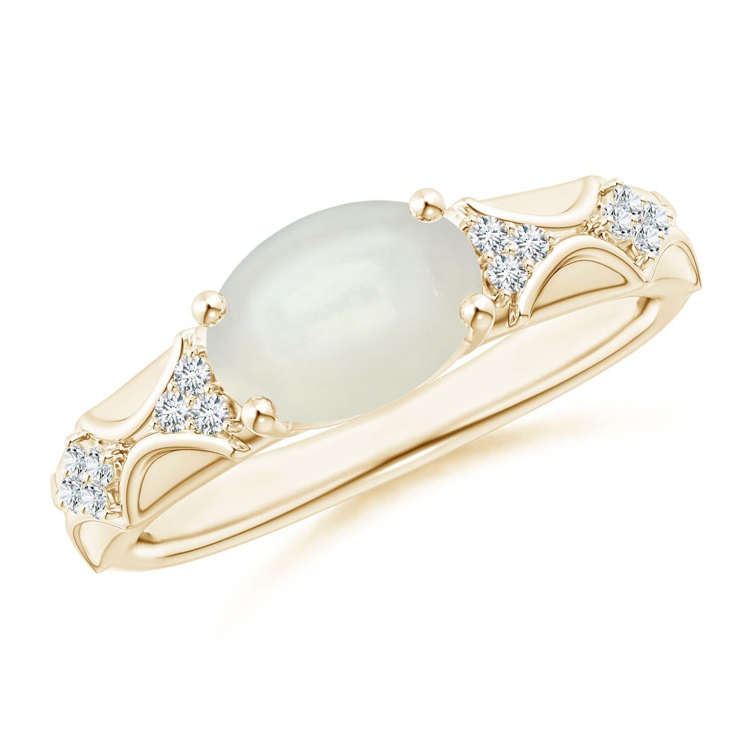 Angara Natural Oval 1.7 ct Moonstone Vintage Style Ring with Diamond in 14K Gold For Sale 1