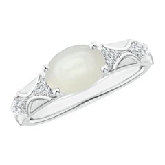 Angara Natural Oval 1.7 ct Moonstone Vintage Style Ring with Diamond in 14K Gold