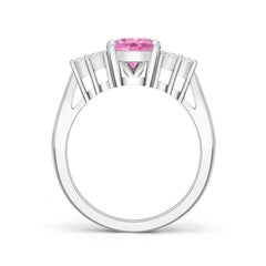 Angara Natural Oval 1.9 ct Pink Sapphire Cocktail Ring With Diamond in 14K Gold