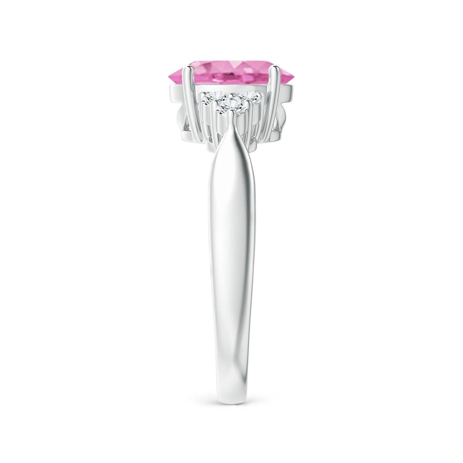 Angara Natural Oval 1.9 ct Pink Sapphire Cocktail Ring With Diamond in 14K Gold In New Condition For Sale In Los Angeles, CA