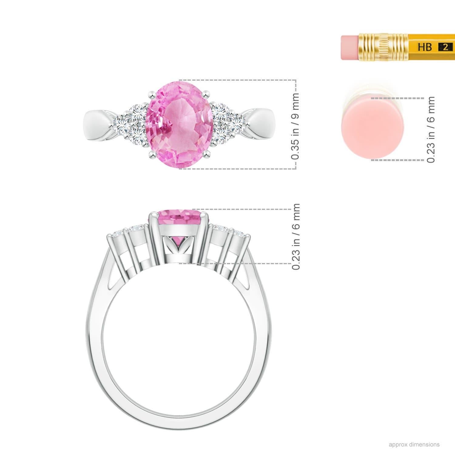 Angara Natural Oval 1.9 ct Pink Sapphire Cocktail Ring With Diamond in 14K Gold For Sale 1