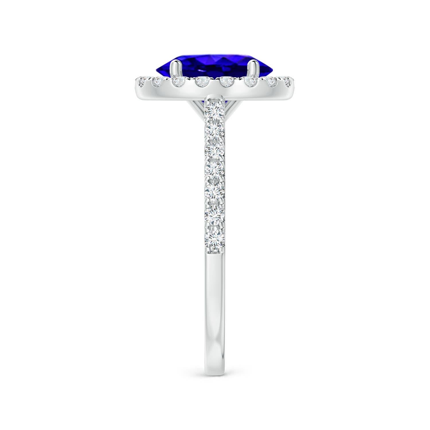 Angara natürlichen ovalen 1,9 ct Tansanit Halo-Ring mit Diamant in 14K massivem Gold (Ovalschliff) im Angebot