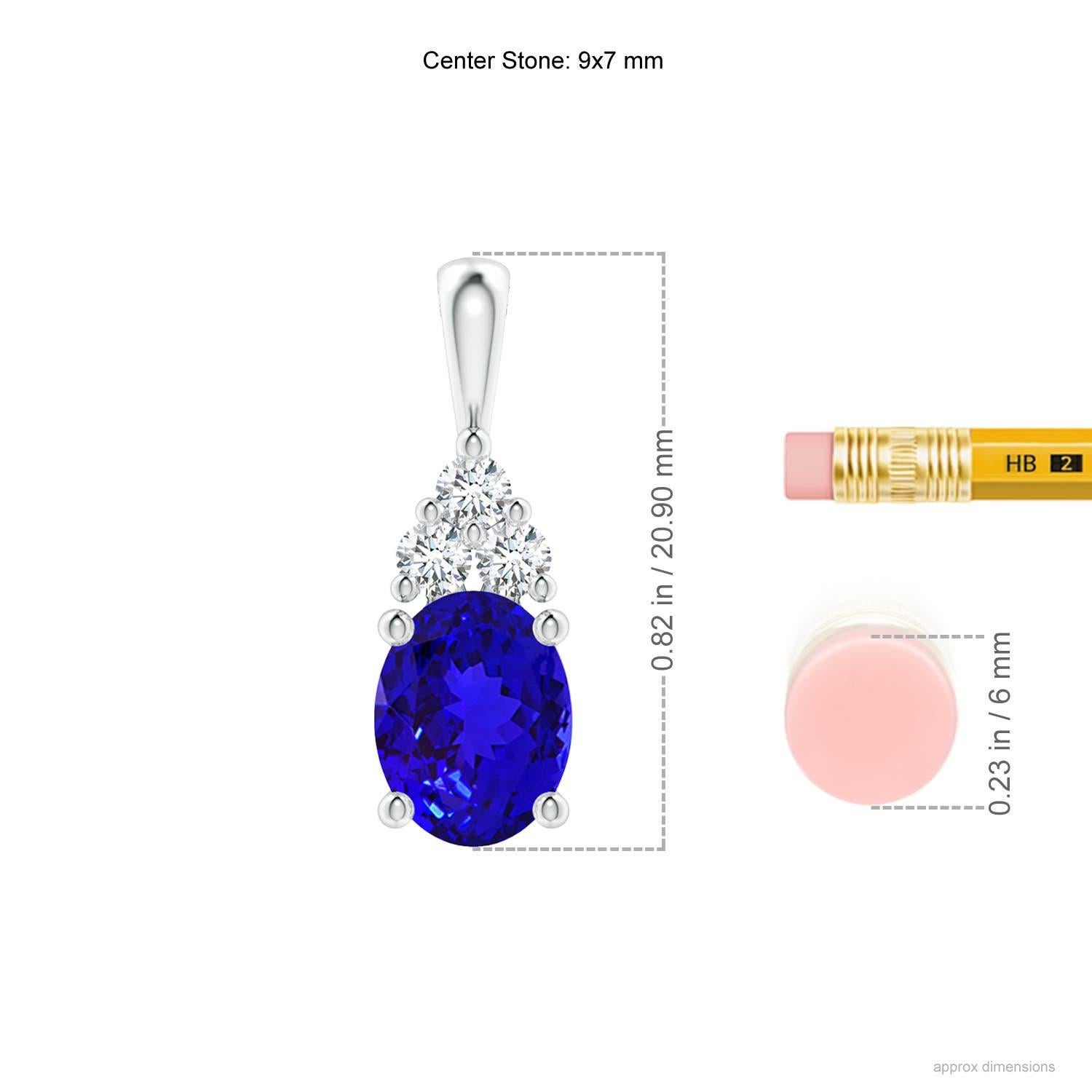 Oval Cut Angara Natural Oval 1.9 ct Tanzanite Solitaire Pendant with Diamond in 14K Gold For Sale