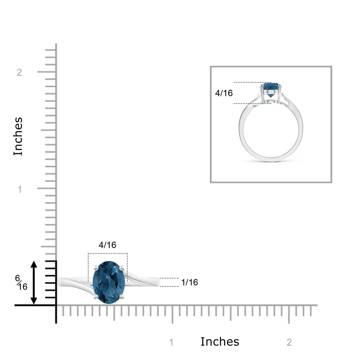 Angara natürlichen ovalen 2,25 ct London Blue Topaz Solitär-Ring in 14K massivem Gold Damen im Angebot