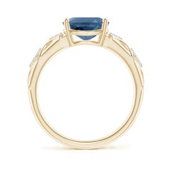 Bague Angara en or massif 14K avec topaze bleue de Londres ovale de 2,25ct et diamant