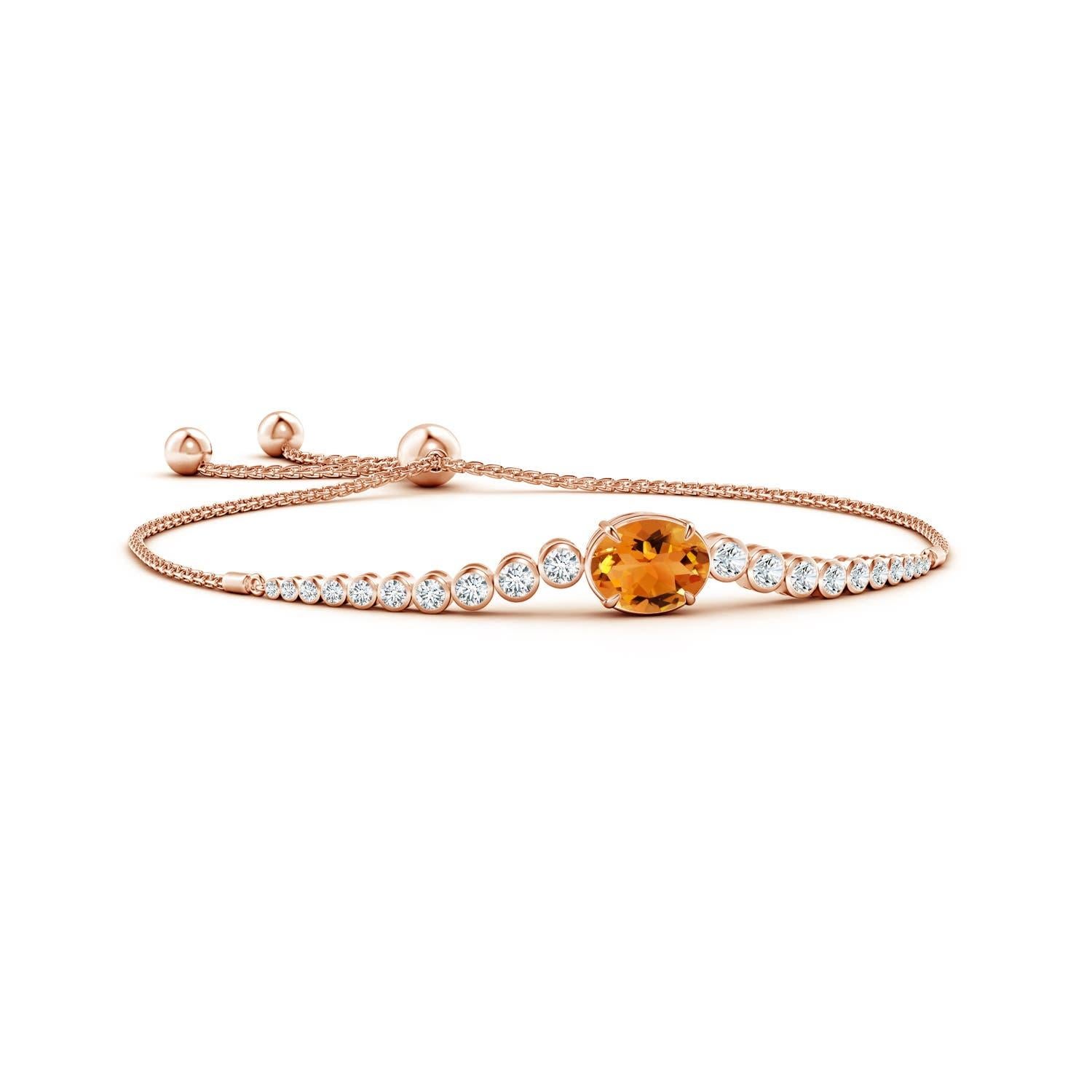 De las mujeres Angara Pulsera Bolo de Citrino Natural Oval de 2,5 ct con Diamantes Biselados en Oro de 14K en venta