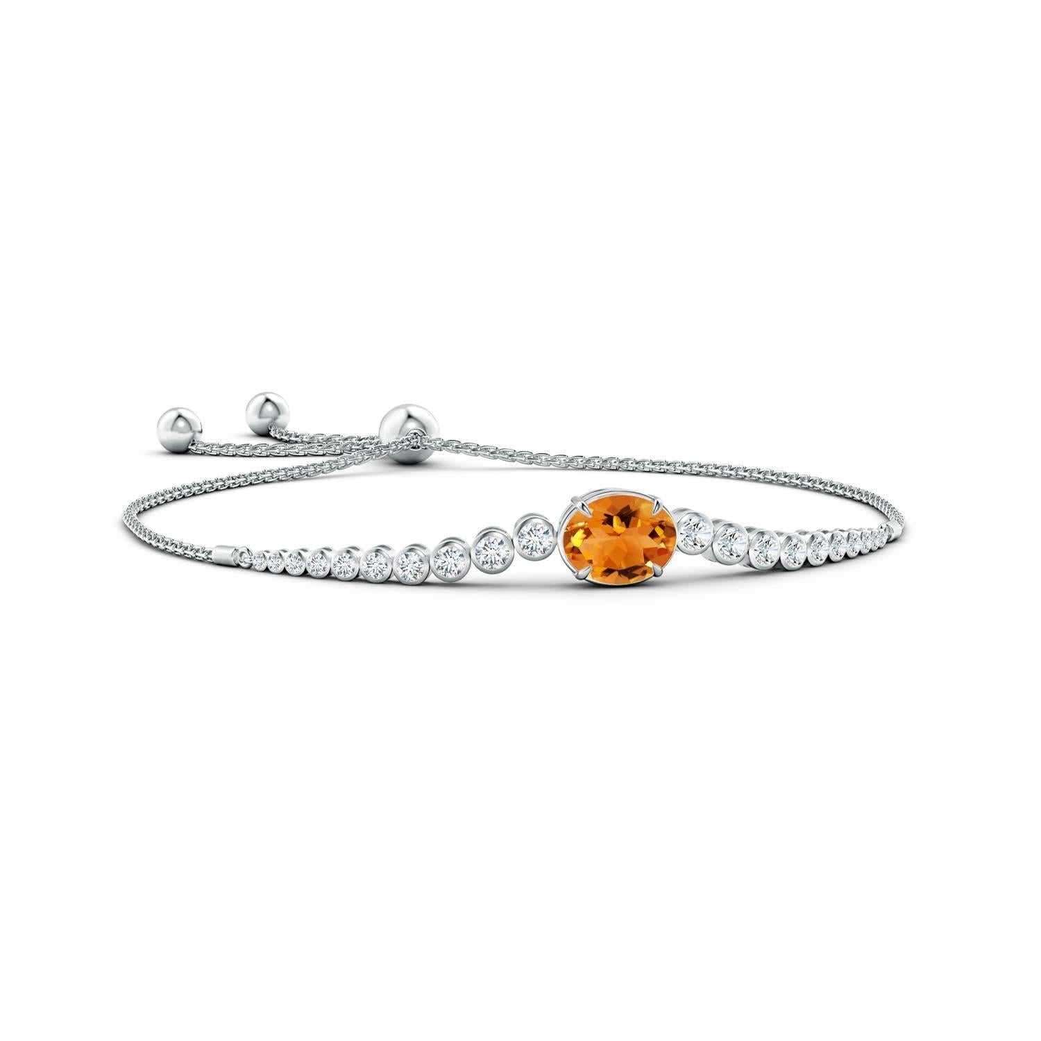 Angara Pulsera Bolo de Citrino Natural Oval de 2,5 ct con Diamantes Biselados en Oro de 14K en venta 1