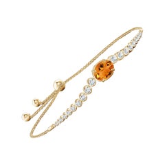 Angara Pulsera Bolo de Citrino Natural Oval de 2,5 ct con Diamantes Biselados en Oro de 14K