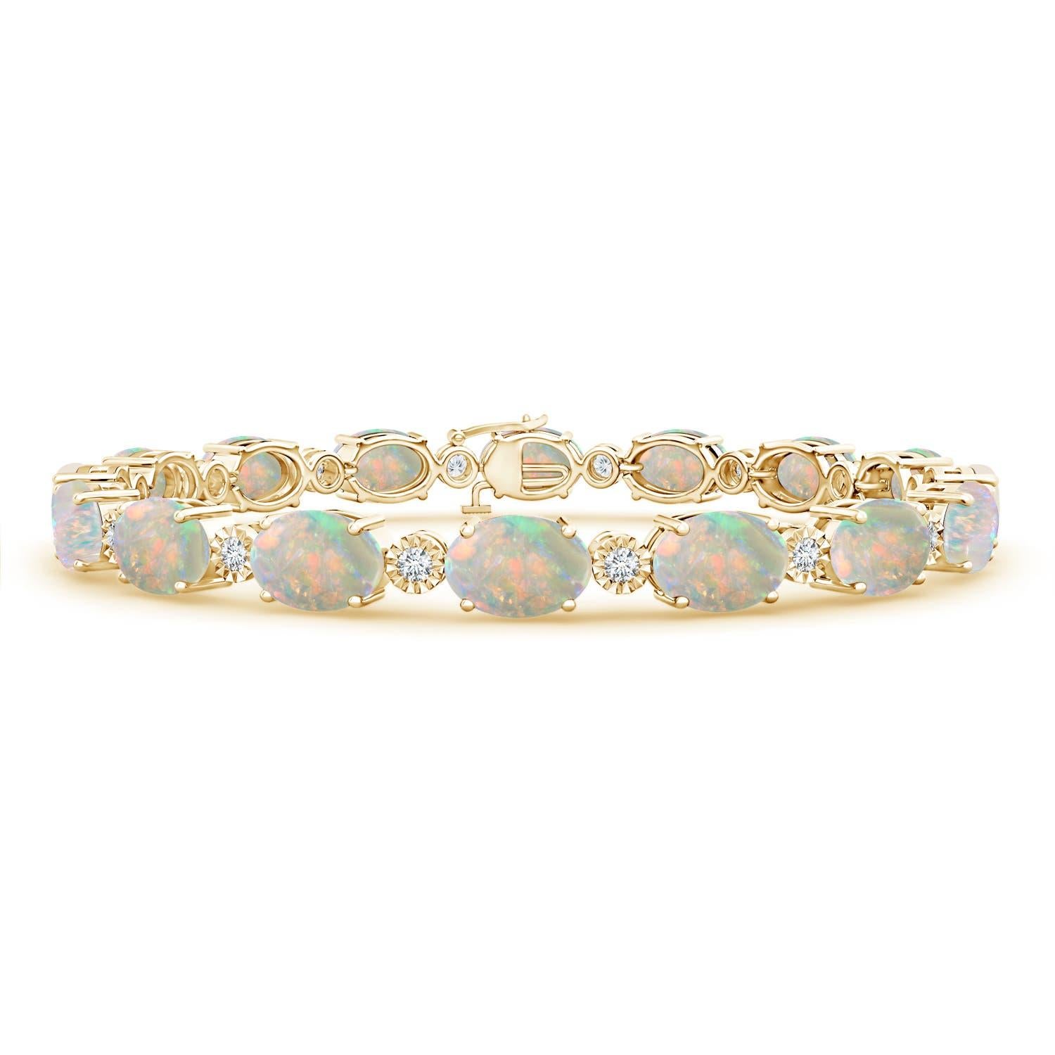 Angara Natural Oval 8,1ct Opal Armband mit Illusion Diamanten in 14K Solid Gold Damen im Angebot