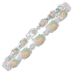 Bracelet d'Opale Naturelle Ovale 8.1ct avec Diamants Illusion en or massif 14K