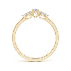 Angara Natural Oval and Pear-Shaped Diamond Three Stone Ring in 14K Solid Gold