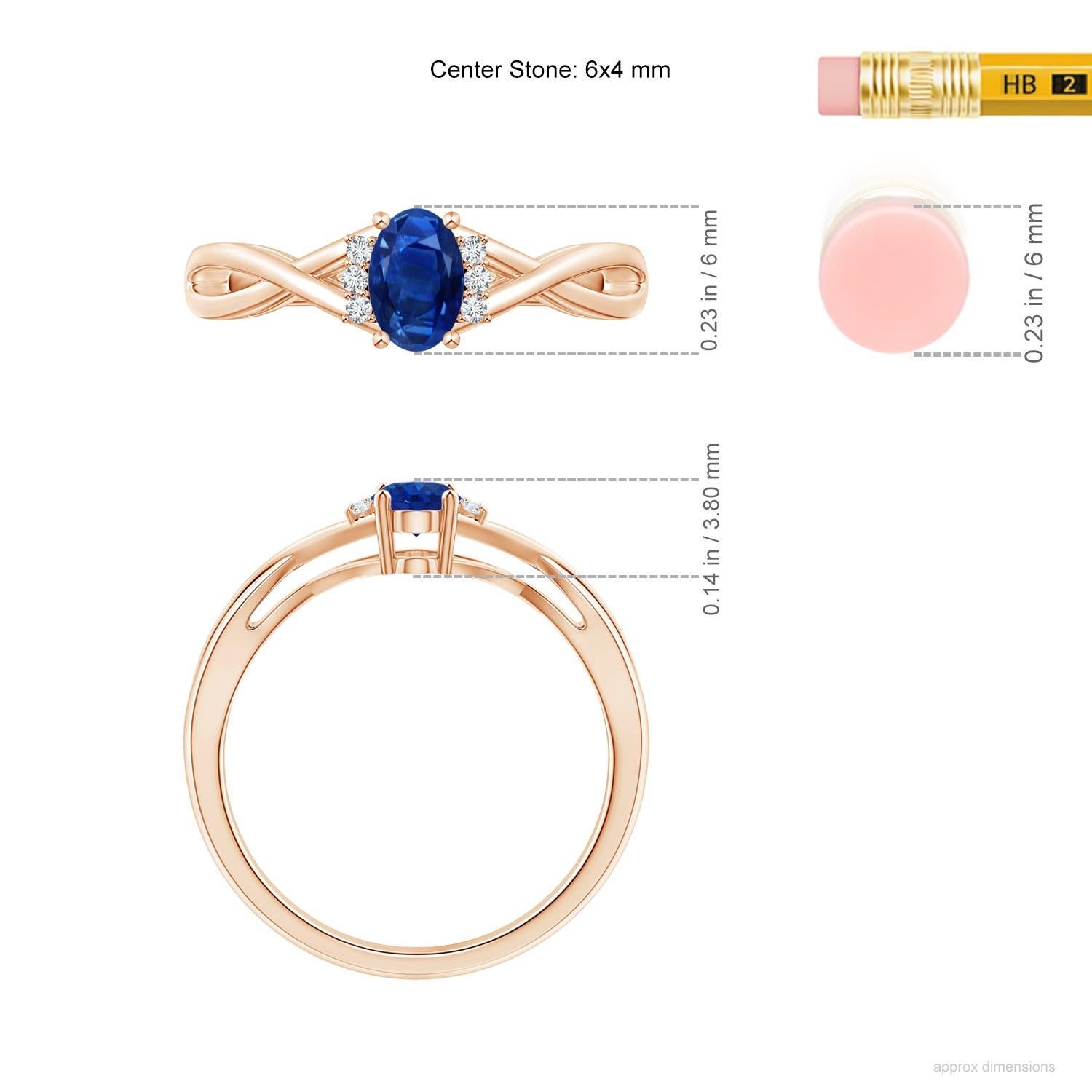 Angara Anello incrociato con zaffiro blu ovale naturale e diamante in oro massiccio 14 carati in vendita 1
