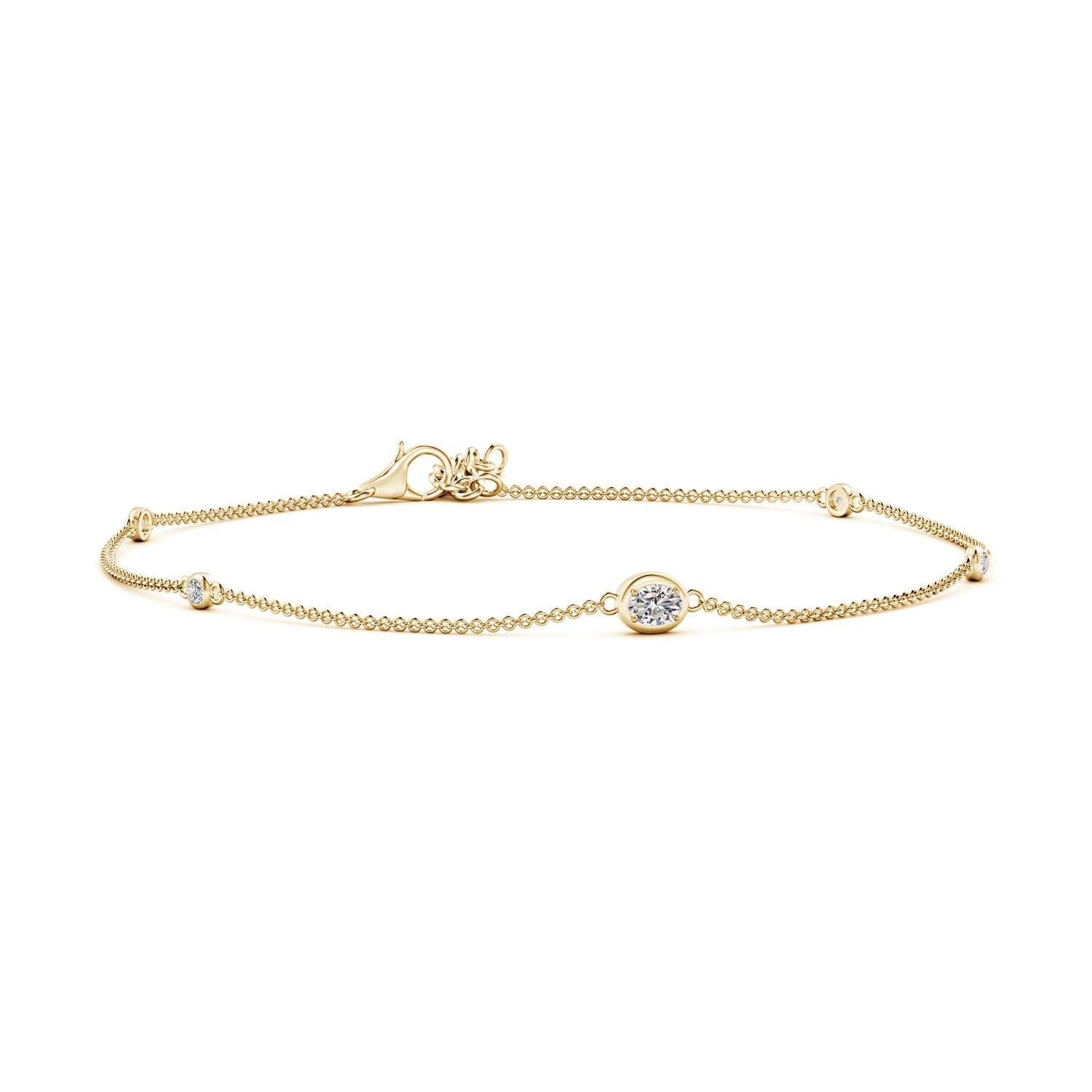 Pulsera Angara de Diamantes Ovalados Naturales con Detalles Engastados en Bisel en Oro de 14K en Nuevo estado para la venta en Los Angeles, CA
