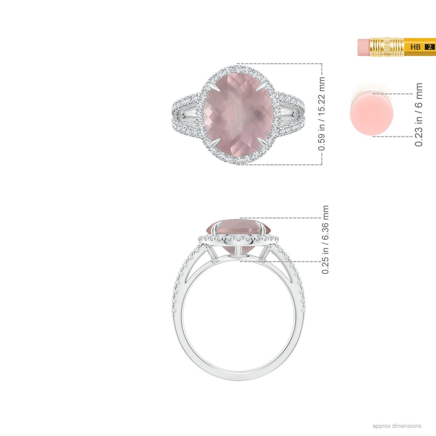 De las mujeres Anillo Angara de Cuarzo Rosa Natural Ovalado Certificado GIA de 4,31 ct con Halo en Oro de 14K en venta