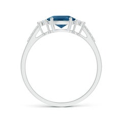 Angara Natural Oval London Blue Topaz Ring with Diamonds in 14K Solid Gold