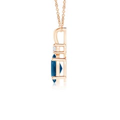Angara Natural Oval London Blue Topaz Solitaire Pendant with Diamond in 14K Gold