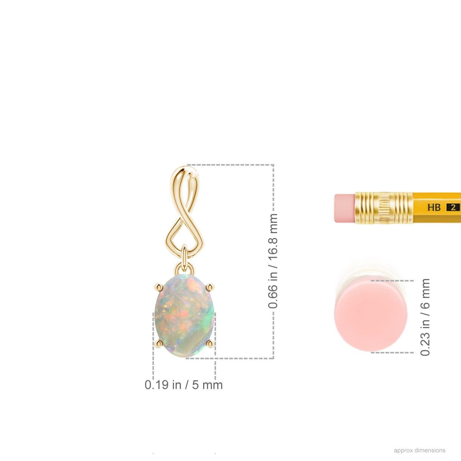 Taille ovale Pendentif pendentif en or massif 14K avec boucle à l'infini en Opale Naturelle Ovale Angara en vente
