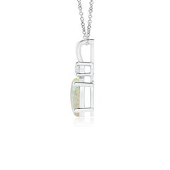 Angara Natural Oval Opal V-Bale Pendant with Diamond Accent in 14K Solid Gold