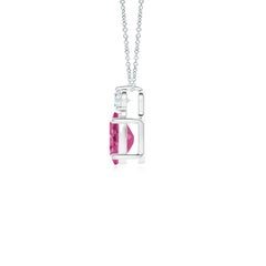 Pendentif solitaire en saphir rose ovale naturel Angara avec diamant en or 14K